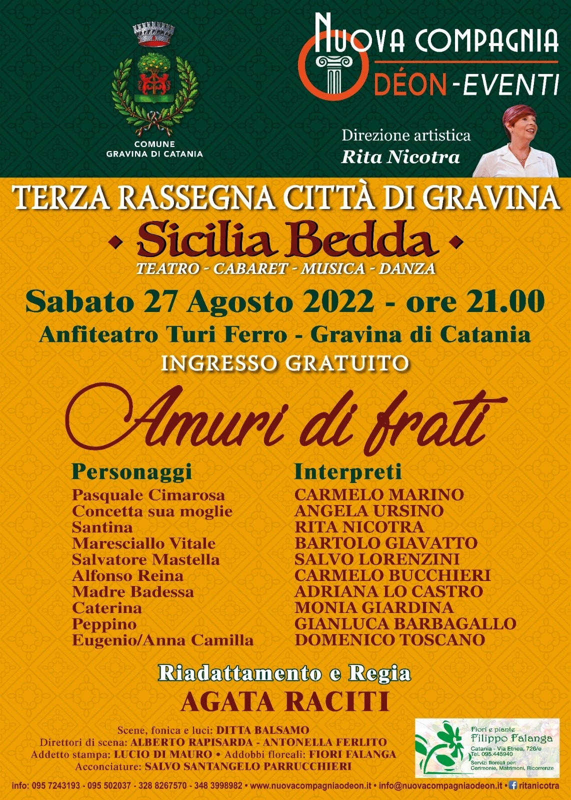 All'anfiteatro Turi Ferro la commedia teatrale "Amuri di frati"