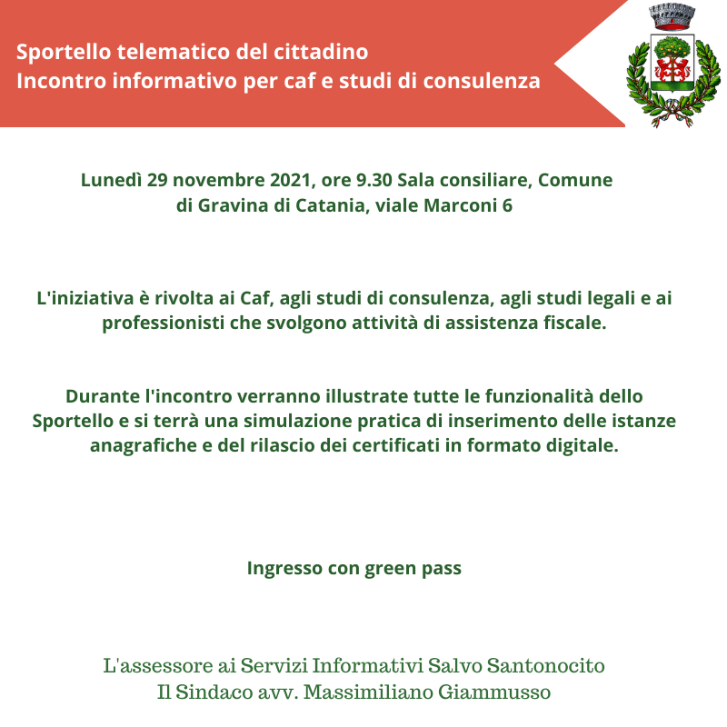 Sportello telematico, incontro informativo per Caf e professionisti